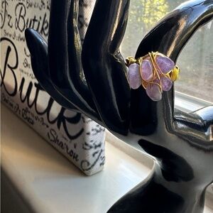 Gold Wire-Wrapped Ring Amethyst Handmade with Love ☮️❤️🔆